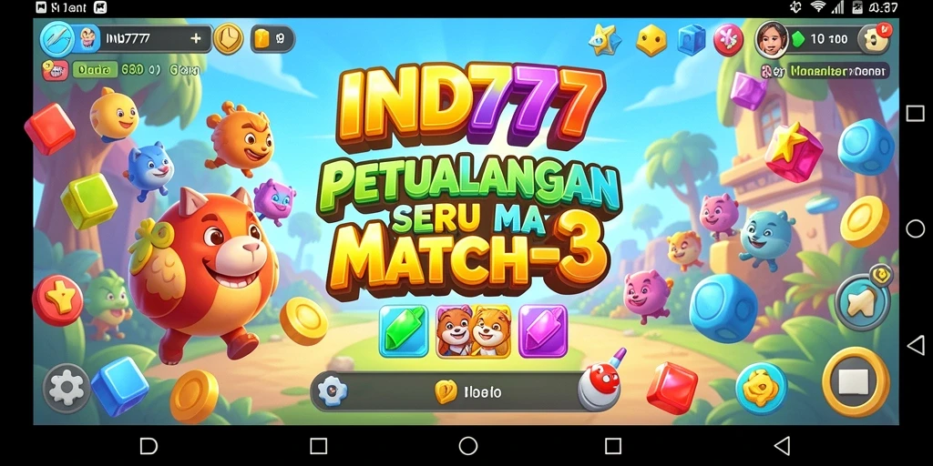 Tangkapan layar gameplay Match-3 IND777 yang penuh warna dan menarik.