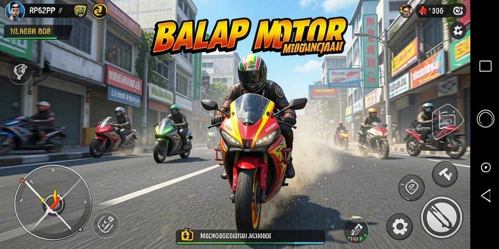 Gameplay seru dalam balapan motor yang menegangkan.
